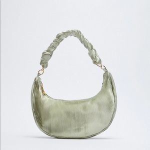 Zara Pleated Satin Effect Shoulder Bag